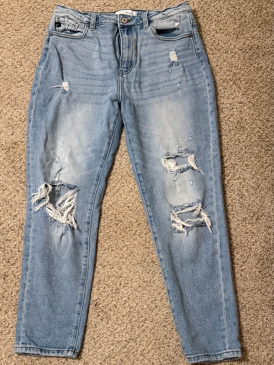 KanCan Pants - KanCan Light Blue Distressed Straight Leg Jeans